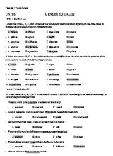 Bài tập Tiếng Anh Lớp 10 - Unit 6 Gender equality - Trịnh Cương